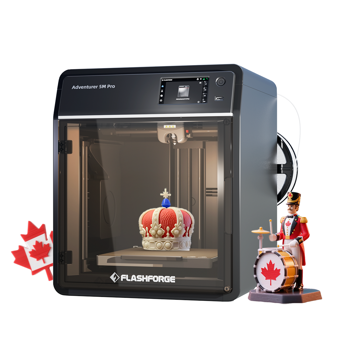 Imprimante 3D Flashforge Adventurer 5M Pro, structure métallique CoXY fermée, sans danger pour un usage domestique