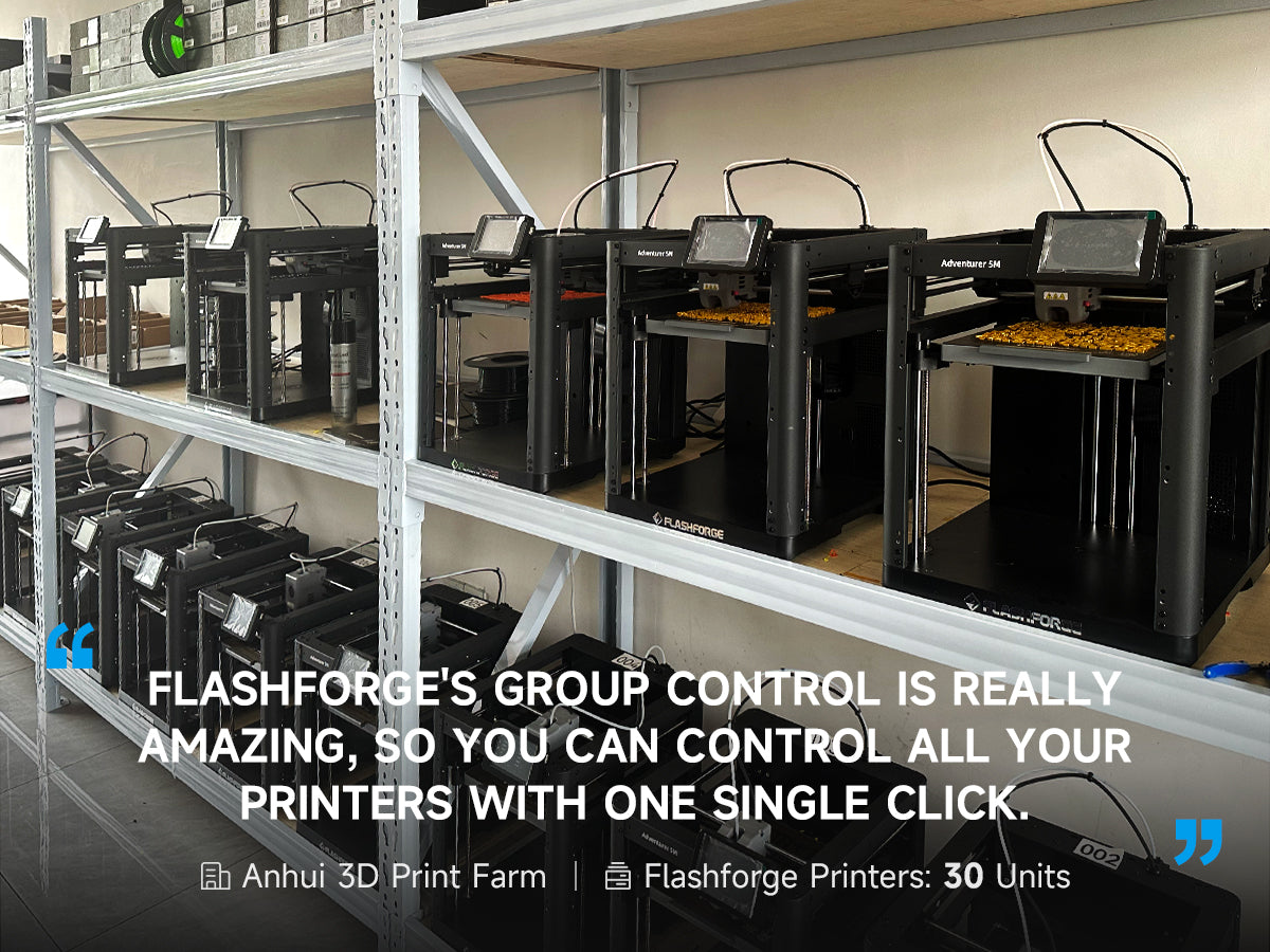 30 Units Flashforge Printers in Anhui 3D Print Farm