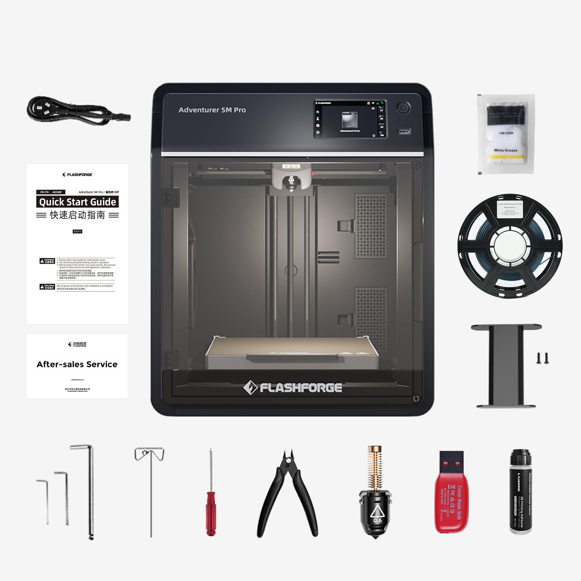 Imprimante 3D Flashforge Adventurer 5M Pro, structure métallique CoXY fermée, sans danger pour un usage domestique