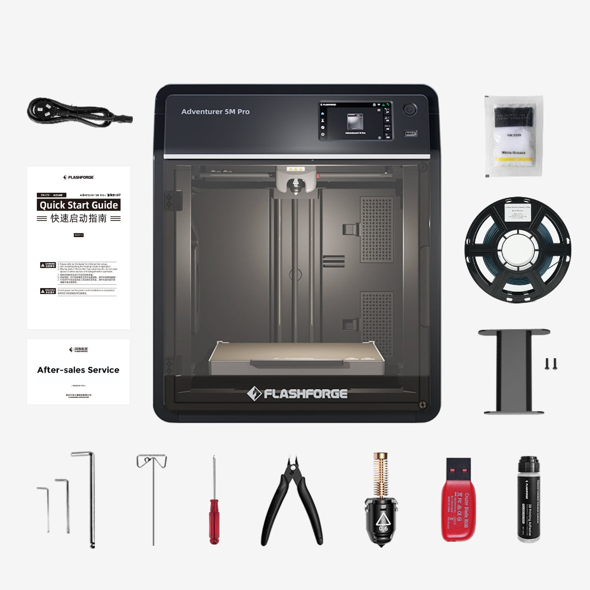 Imprimante 3D Flashforge Adventurer 5M Pro, structure métallique CoXY fermée, sans danger pour un usage domestique