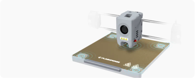 Flashforge Adventurer 5M Pro featuring one-click auto leveling for fast, hassle-free 3D printing setup.