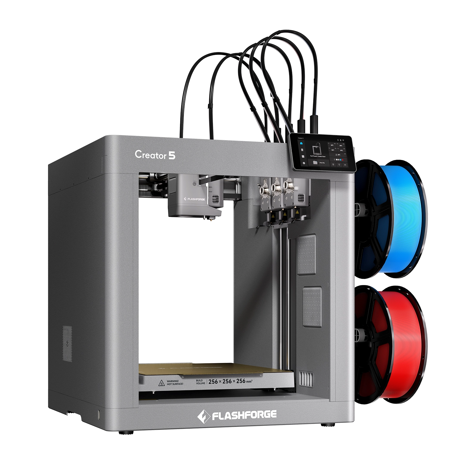 Flashforge Creator 5 | 4 Toolheads Multi-Color 3D Printer | 500% Faster, Zero Purge Waste