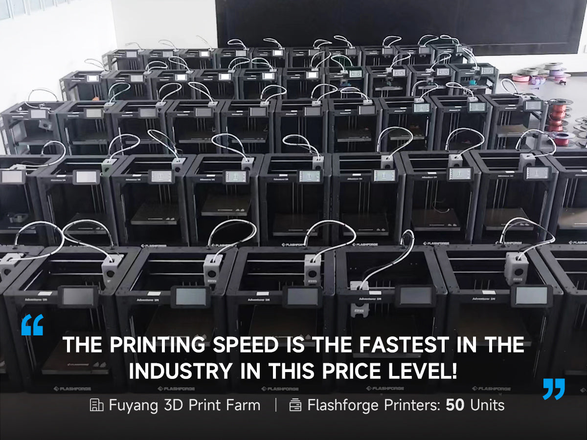 50 Units Flashforge Printers in Fuyang 3D Print Farm