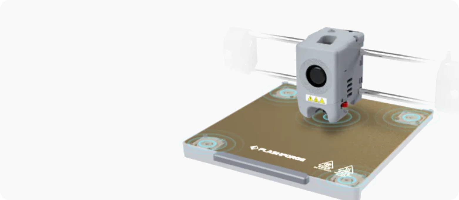 Flashforge Adventurer 5M Pro featuring one-click auto leveling for fast, hassle-free 3D printing setup.