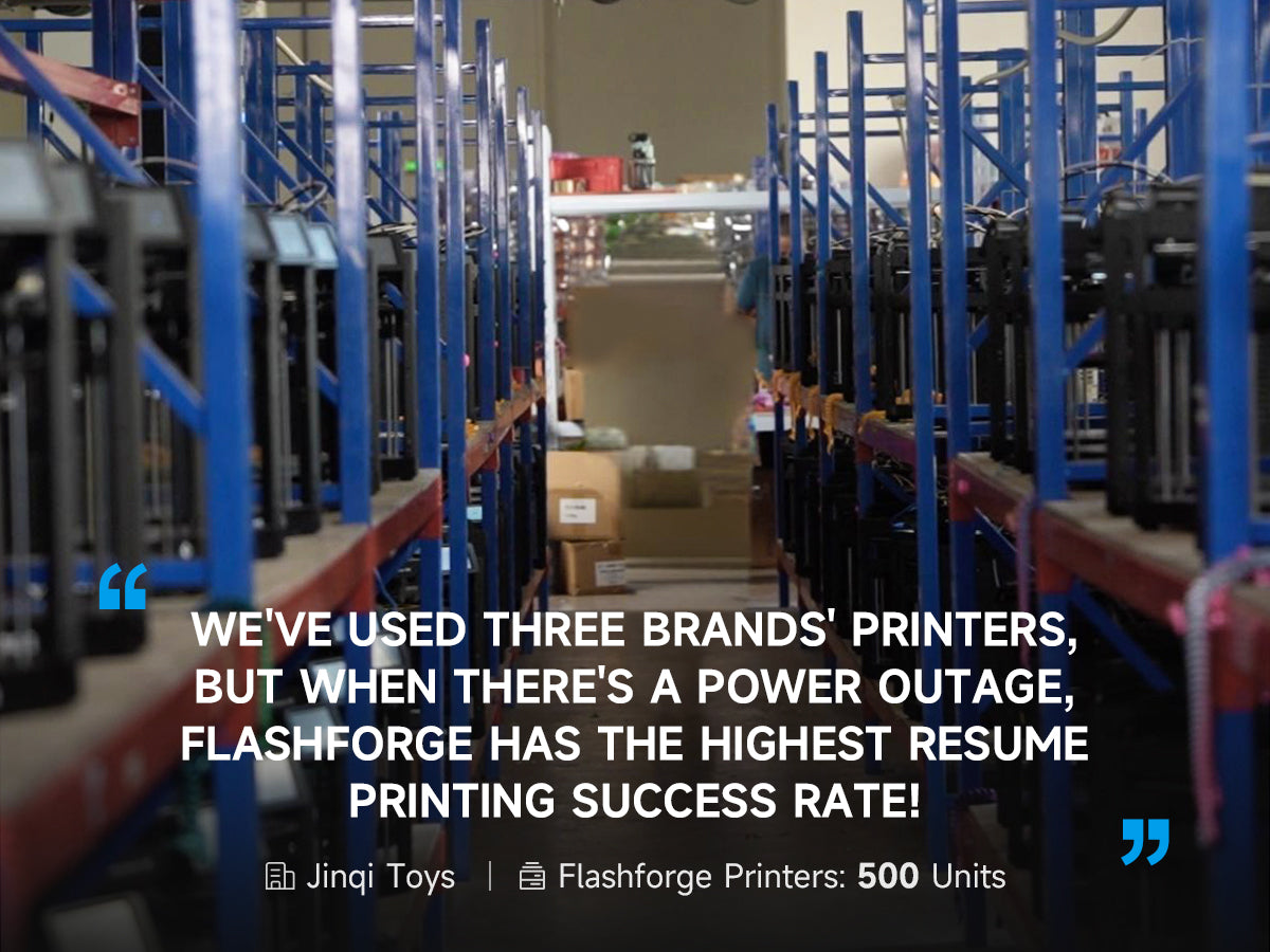 lashforge printers with testimonial highlighting high power outage resume success rate