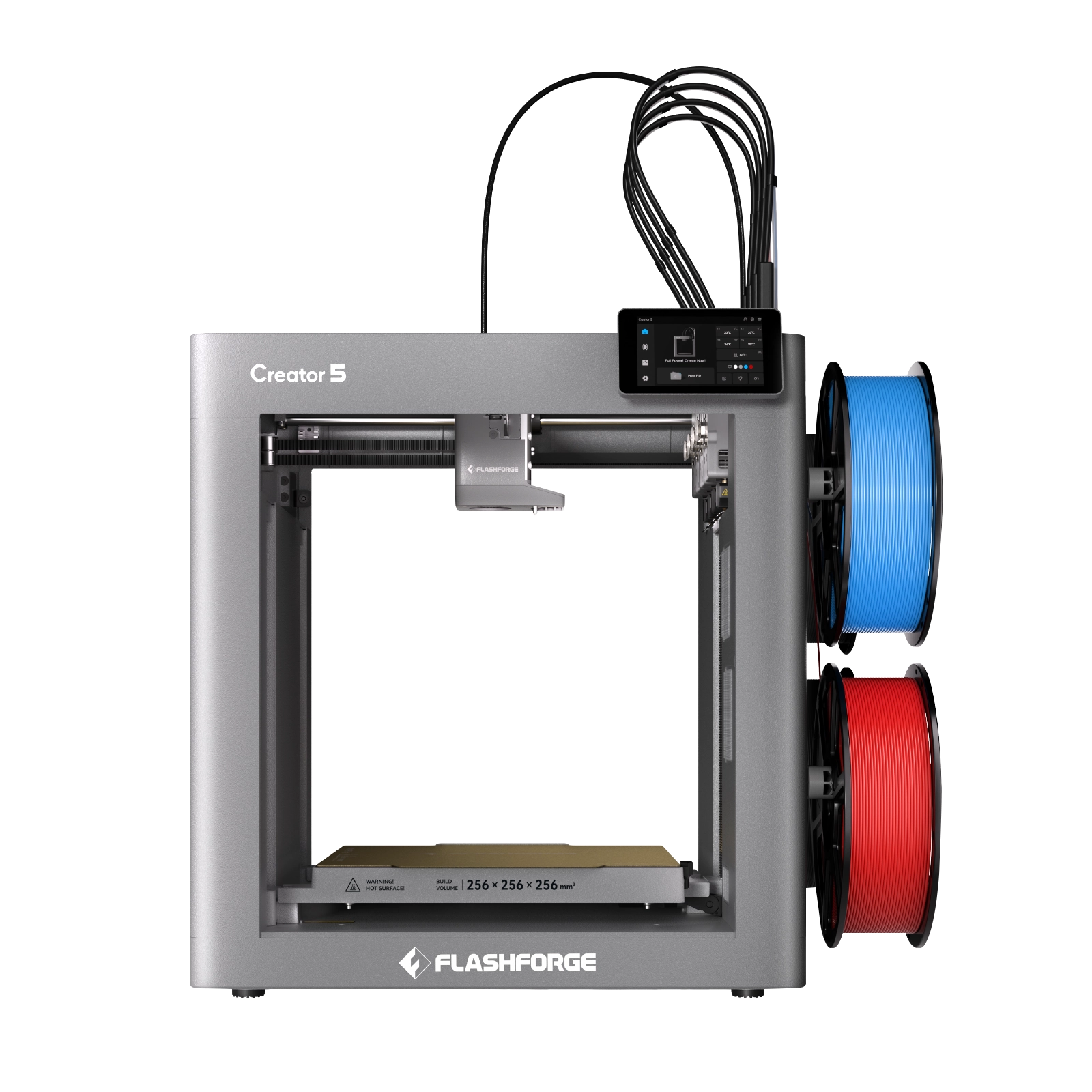 Flashforge Creator 5 | 4 Toolheads Multi-Color 3D Printer | 500% Faster, Zero Purge Waste