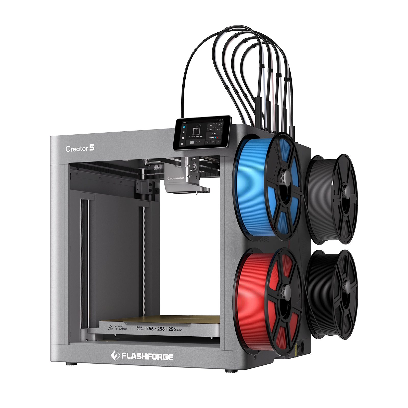 Flashforge Creator 5 | 4 Toolheads Multi-Color 3D Printer | 500% Faster, Zero Purge Waste
