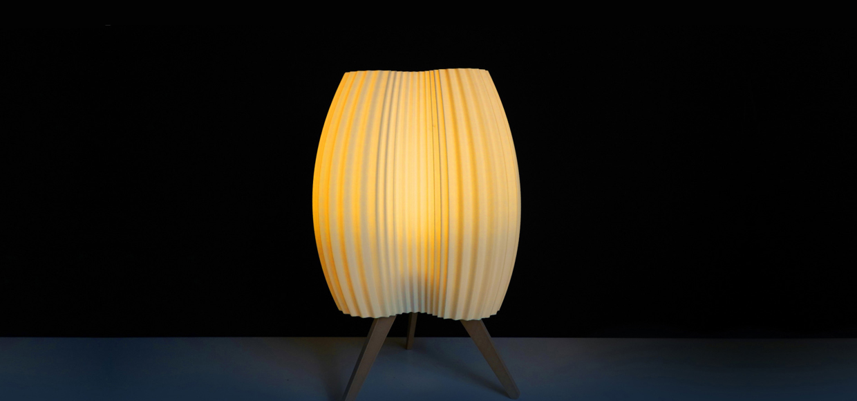 Flashforge 3D printed lamp showcasing rapid printing capabilities at high nozzle temperatures