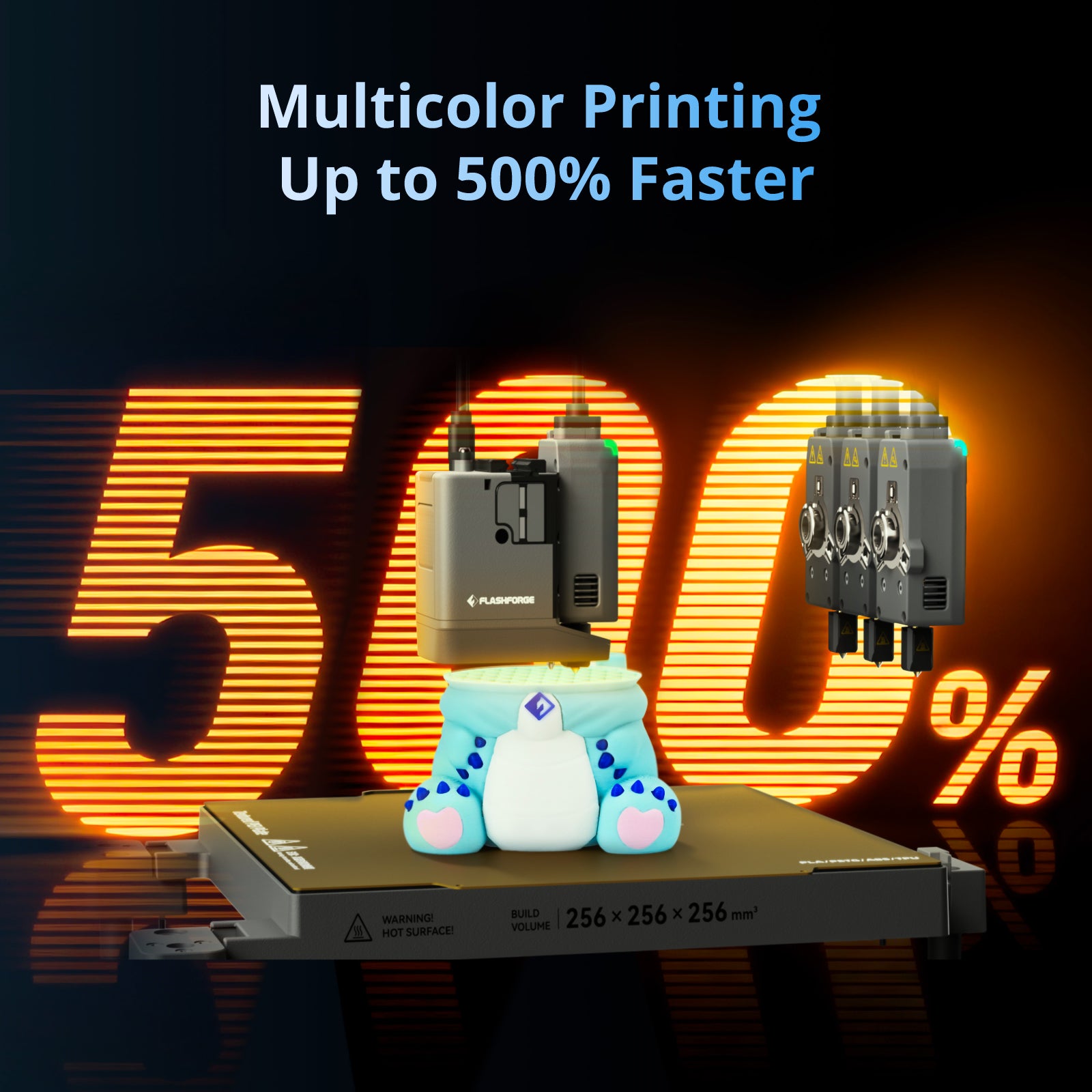 Flashforge Creator 5 | 4 Toolheads Multi-Color 3D Printer | 500% Faster, Zero Purge Waste