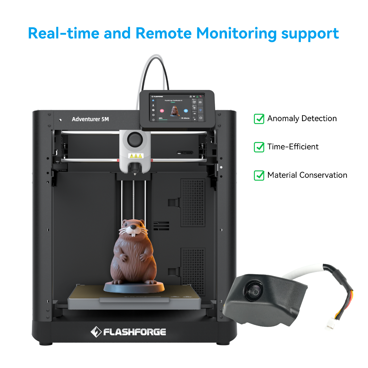 Imprimante 3D Flashforge Adventurer 5M, vitesse élevée de 600 mm/s, adaptée aux débutants