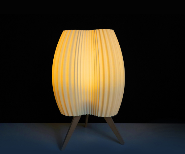 Flashforge 3D printed lamp showcasing rapid printing capabilities at high nozzle temperatures